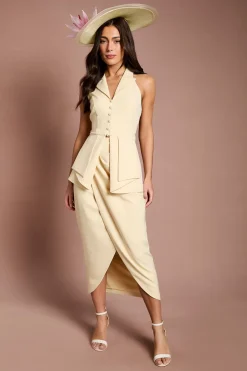 Gilet Lisa Beige À Taille Plissée