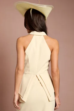 Gilet Lisa Beige À Taille Plissée