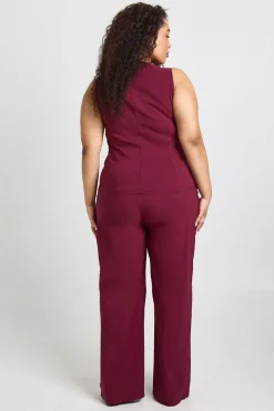 Gilet Long Ajusté Super Extensible & Pantalon Large Taille Plus
