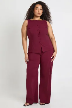 Gilet Long Ajusté Super Extensible & Pantalon Large Taille Plus