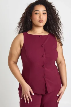 Gilet Long Ajusté Super Extensible & Pantalon Large Taille Plus