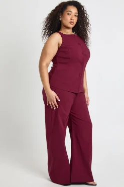 Gilet Long Ajusté Super Extensible & Pantalon Large Taille Plus