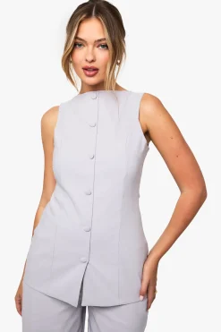 boohoo Gilet long ajusté Super Stretch<Femme Tailleurs|Tops