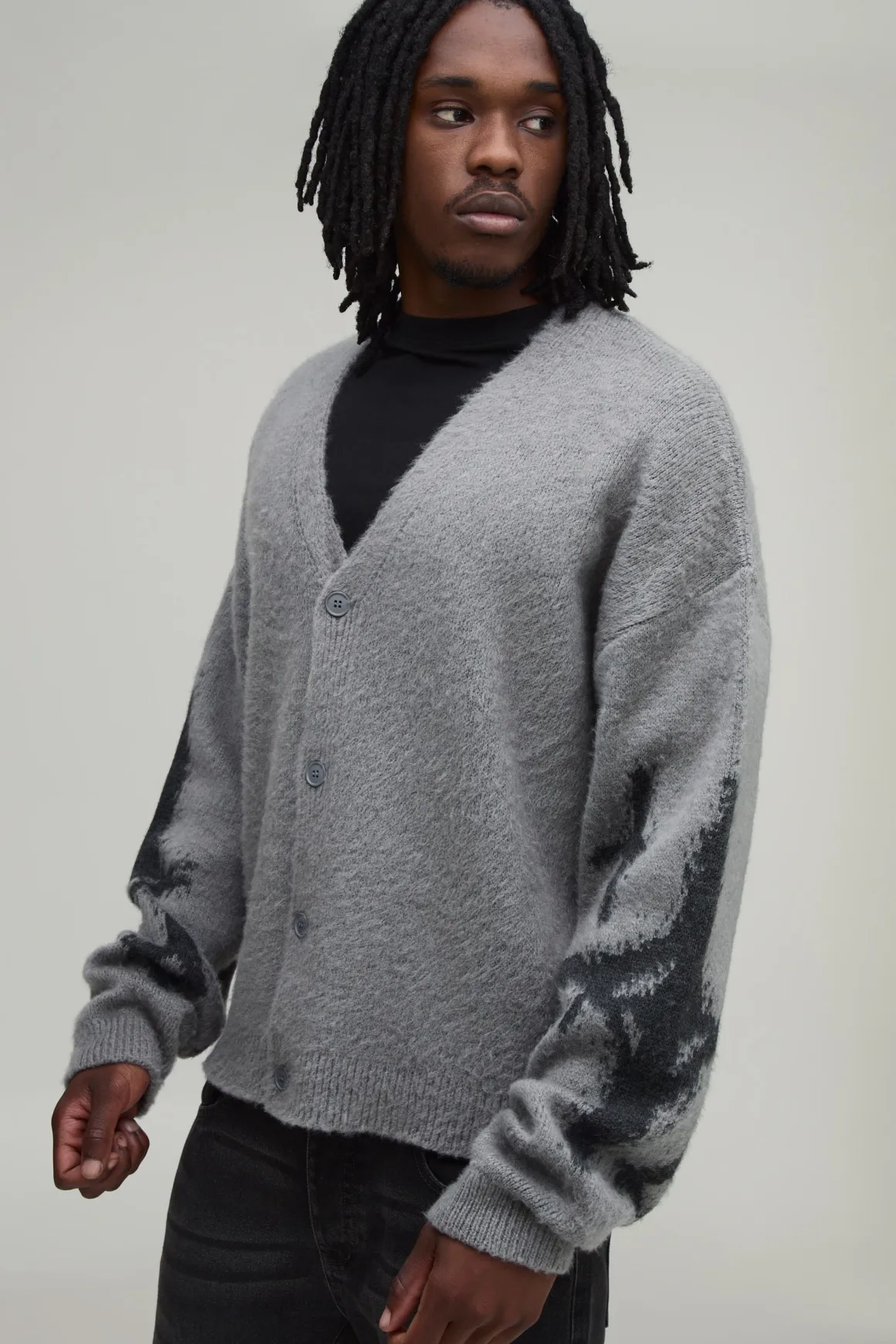Gilet Long Ample Décontracté À Motif Étoiles En Maille Brossée