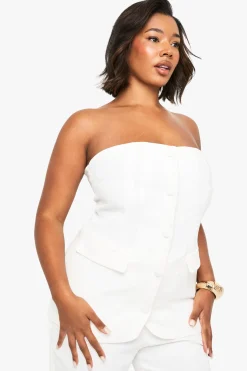 Gilet Long Bandeau Tailleur Grande Taille