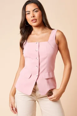 Dorothy Perkins Gilet Long Boutonné sur le Devant<Femme Tailleurs|Vestes & Manteaux