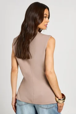 Gilet Long Col En V Avec Détail De Poches