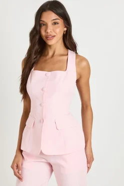 Gilet Long À Encolure Carrée