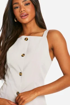 Gilet long à encolure carrée haute