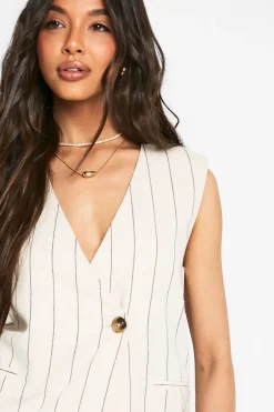 Gilet long en lin au look sur-mesure