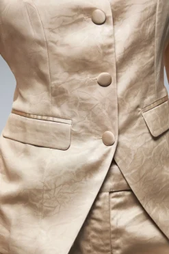 Gilet Long en Satin Texturé