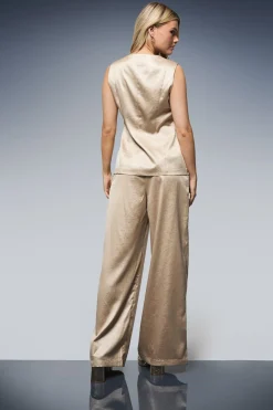 Gilet Long en Satin Texturé