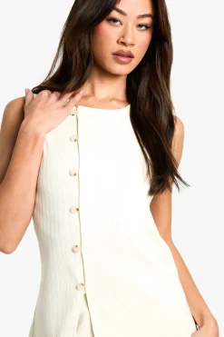 boohoo Gilet Long En Velours Côtelé<Femme Tailleurs|Tops