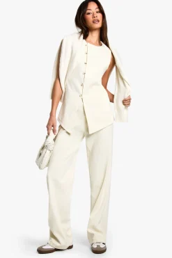 boohoo Gilet Long En Velours Côtelé<Femme Tailleurs|Tops