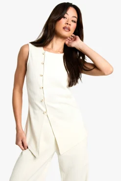 boohoo Gilet Long En Velours Côtelé<Femme Tailleurs|Tops