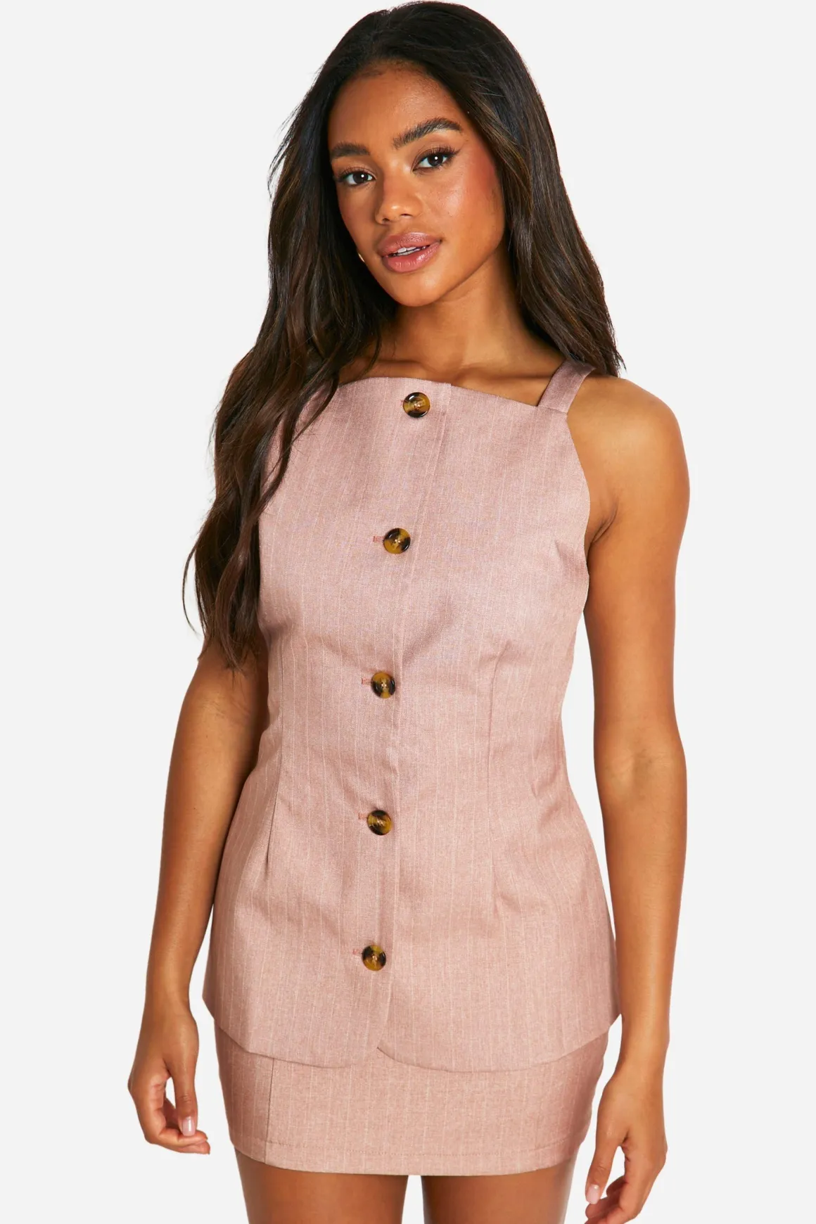Gilet long à fines rayures Premium