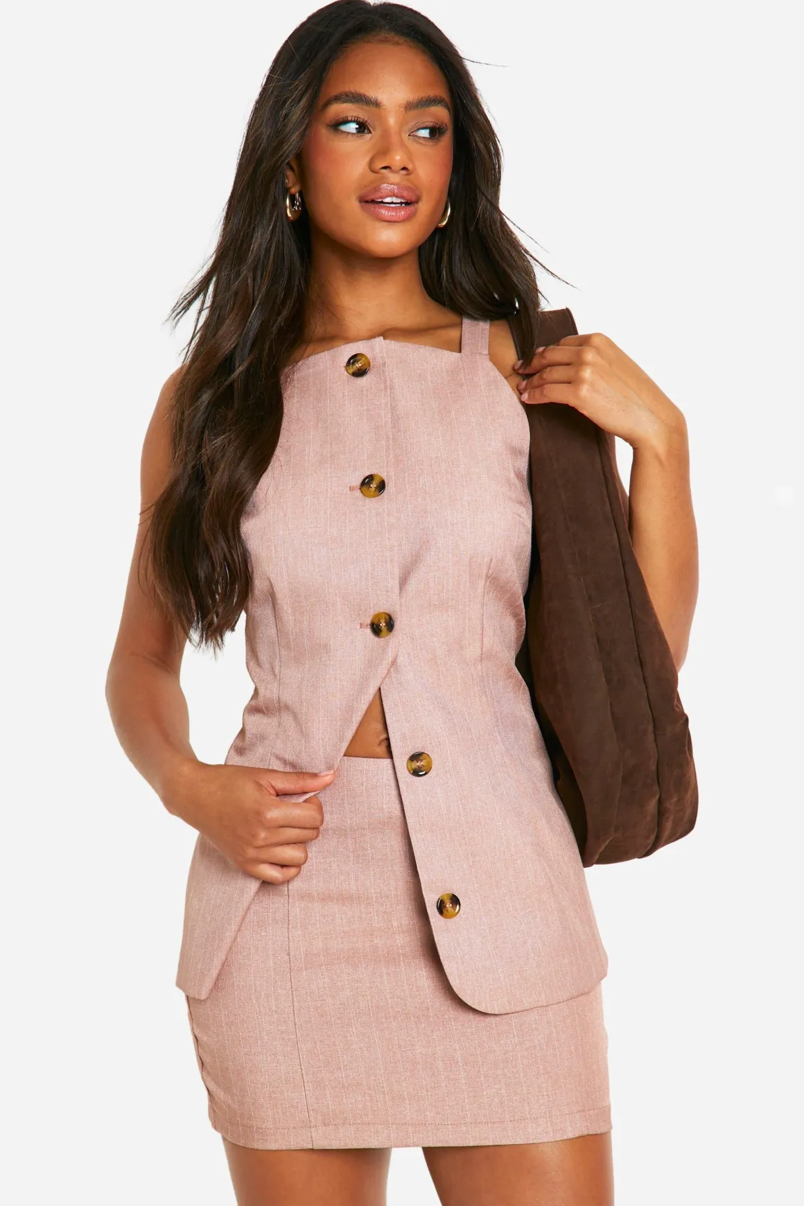 Gilet long à fines rayures Premium