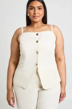 Gilet Long Grande Taille À Boutons Dorés