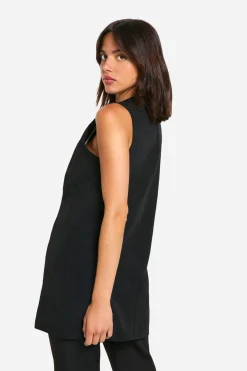 Gilet longline à boutons imitation corne