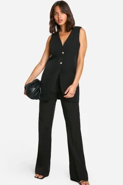 Gilet longline à boutons imitation corne
