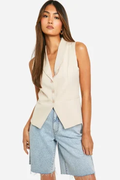 boohoo Gilet long à ourlet fendu<Femme Tailleurs|Vestes & Manteaux