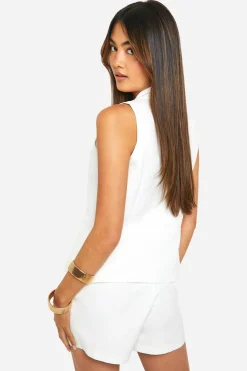 boohoo Gilet long à ourlet fendu<Femme Tailleurs|Vestes & Manteaux