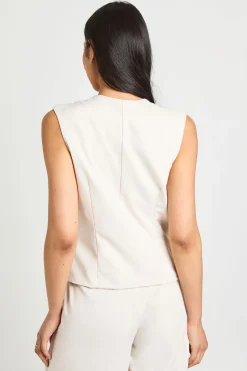 Gilet Long Sans Manches Col Rond Texturé