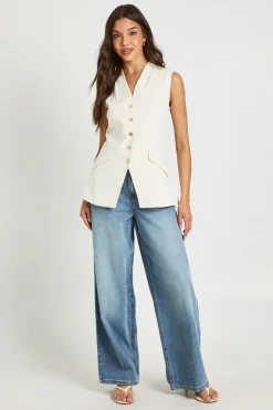 Gilet Long Structuré À Boutons Dorés