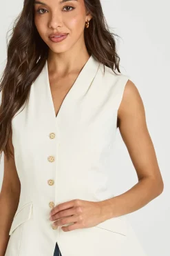 Gilet Long Structuré À Boutons Dorés