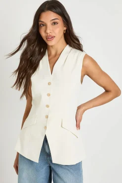 Gilet Long Structuré À Boutons Dorés