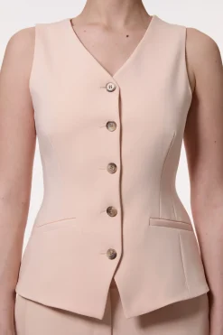 KarenMillen Gilet long sur mesure en viscose polie<Femme Tailleurs|Vestes & Manteaux