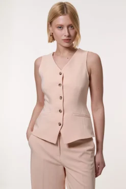 KarenMillen Gilet long sur mesure en viscose polie<Femme Tailleurs|Vestes & Manteaux