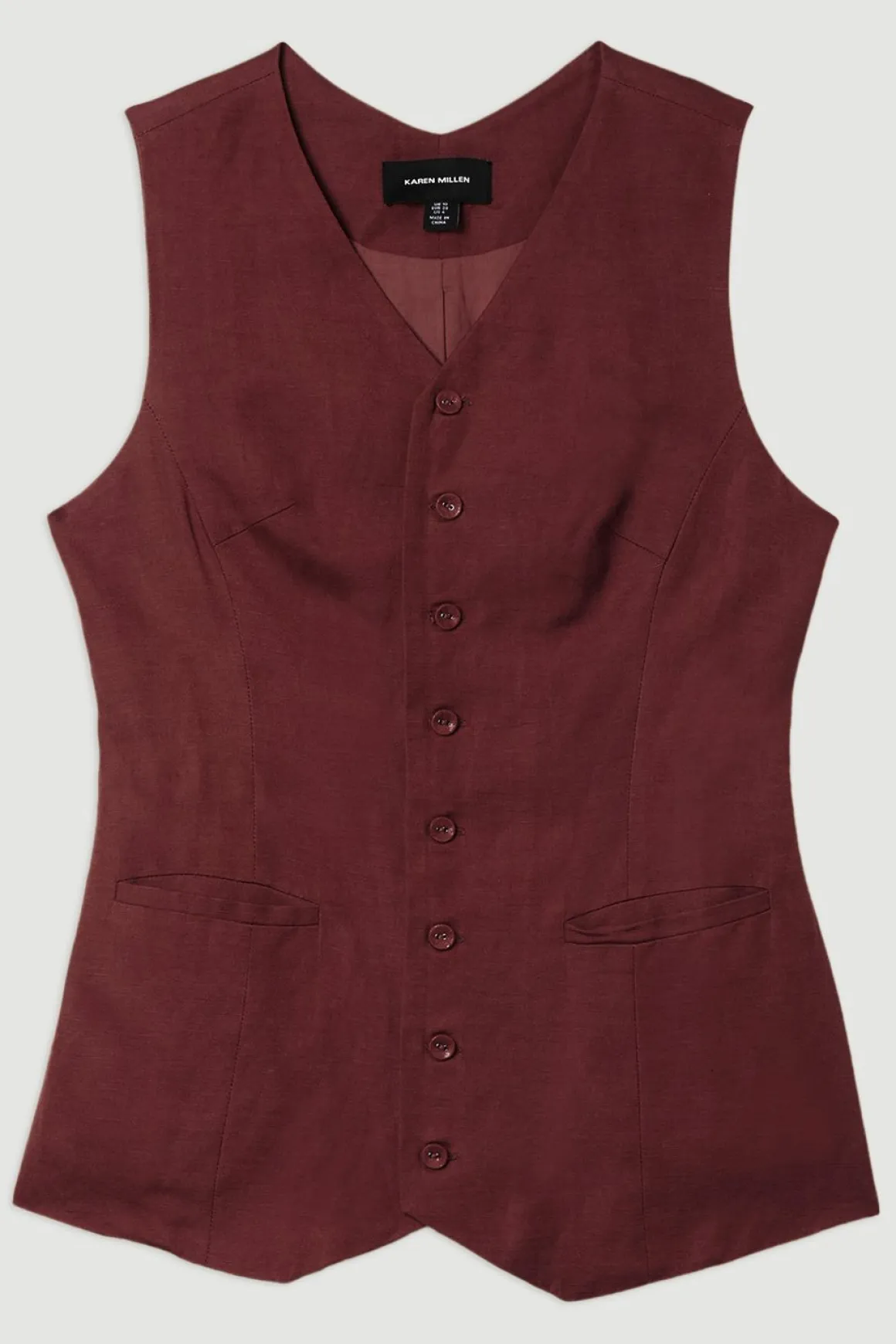 Gilet long tissé en lin et viscose