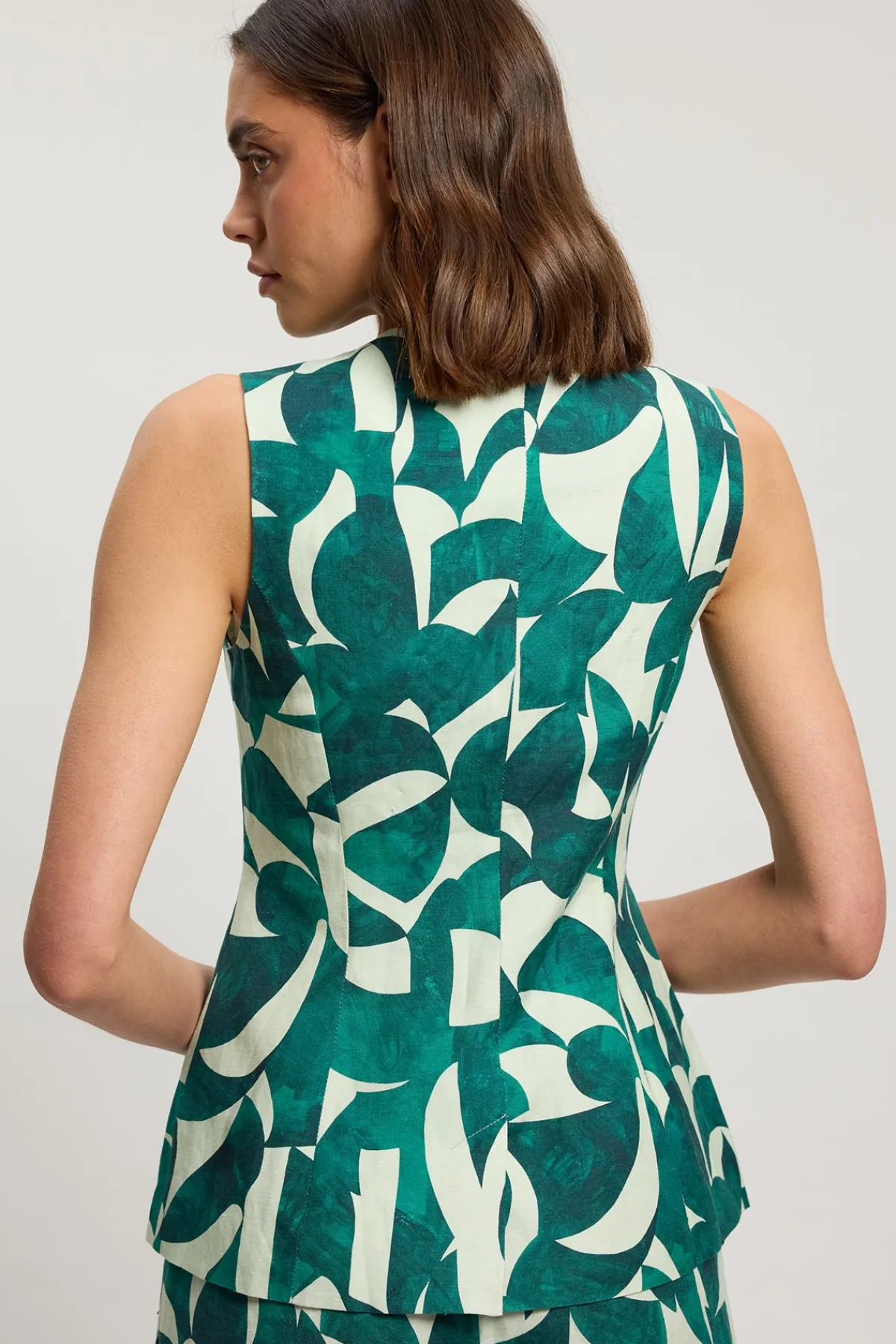 KarenMillen Gilet Long Tissé À Imprimé Géométrique En Viscose Et Lin<Femme Tailleurs|Ensembles