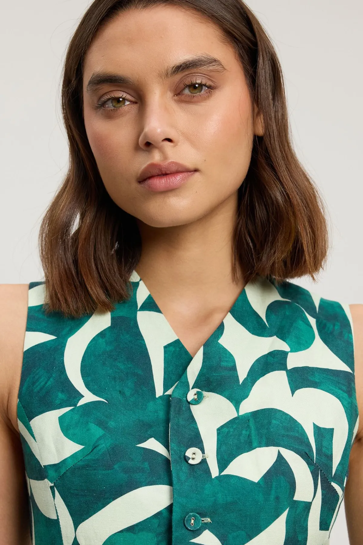 KarenMillen Gilet Long Tissé À Imprimé Géométrique En Viscose Et Lin<Femme Tailleurs|Ensembles