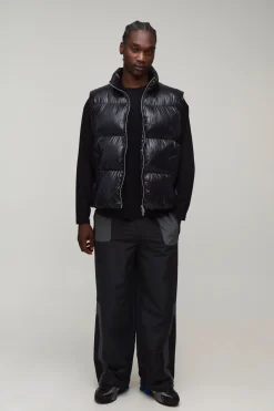 boohooMAN Gilet Matelassé Mi-saison À Finition Brillante Coupe Regular Pour Homme Grand<Homme Tout Afficher|Vestes & Manteaux Tall