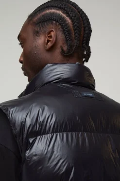 boohooMAN Gilet Matelassé Mi-saison À Finition Brillante Coupe Regular Pour Homme Grand<Homme Tout Afficher|Vestes & Manteaux Tall
