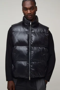 boohooMAN Gilet Matelassé Mi-saison À Finition Brillante Coupe Regular Pour Homme Grand<Homme Tout Afficher|Vestes & Manteaux Tall