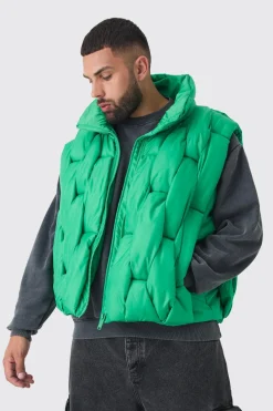 boohooMAN Gilet matelassé tissé à la main, coupe boxy, en<Homme Vestes & Manteaux Grande Taille|Tout Afficher
