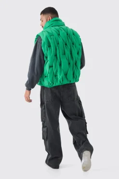 boohooMAN Gilet matelassé tissé à la main, coupe boxy, en<Homme Vestes & Manteaux Grande Taille|Tout Afficher