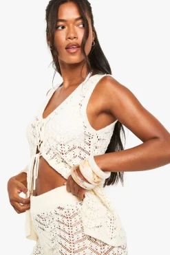 boohoo Gilet noué en crochet<Femme Pulls Et Gilets|Toutes Les Mailles