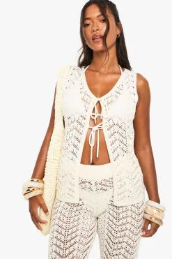 boohoo Gilet noué en crochet<Femme Pulls Et Gilets|Toutes Les Mailles