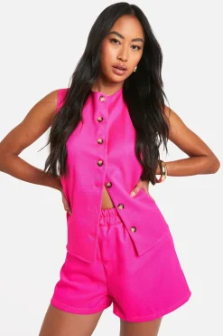 Gilet à nouer dans le dos au look lin texturé