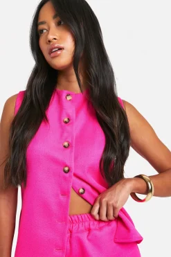 Gilet à nouer dans le dos au look lin texturé