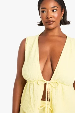 boohoo Gilet noué à l'avant aux détails perlés texturés<Femme Tailleurs|Tops