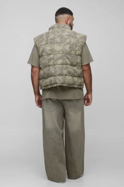 Gilet oversize à col entonnoir en velours côtelé pré-lavé Plus