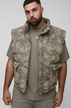 Gilet oversize à col entonnoir en velours côtelé pré-lavé Plus