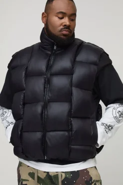Gilet oversize à encolure entonnoir Plus High Shine Weft