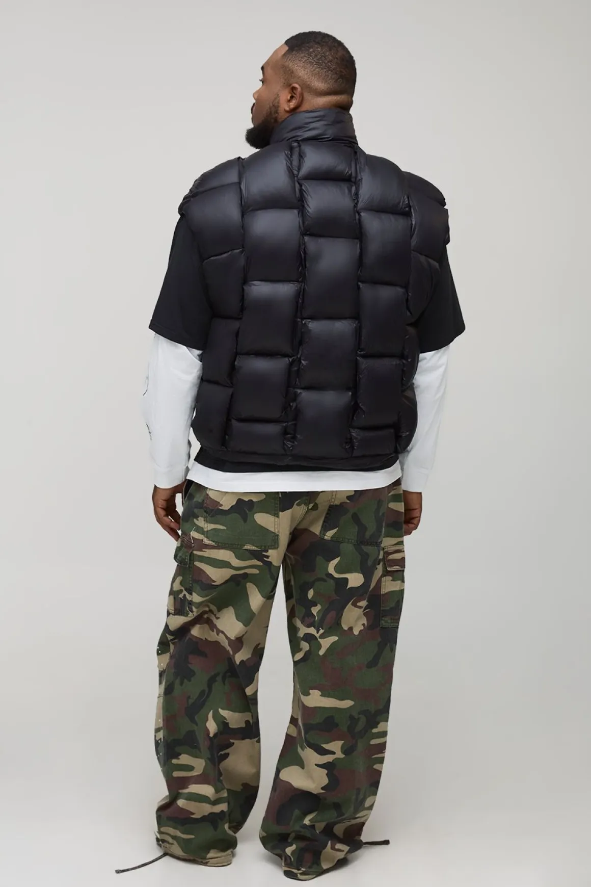 Gilet oversize à encolure entonnoir Plus High Shine Weft