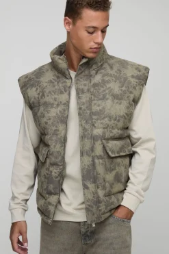 boohooMAN Gilet oversize en velours côtelé lavé à col entonnoir, version grande<Homme Tout Afficher|Vestes & Manteaux Tall